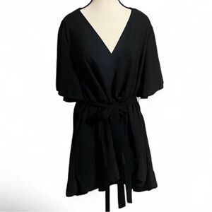 Bloomchic Dress Sz18/20 Butterfly Sleeves High/Low Ruffle Hems Wrap Front Belted